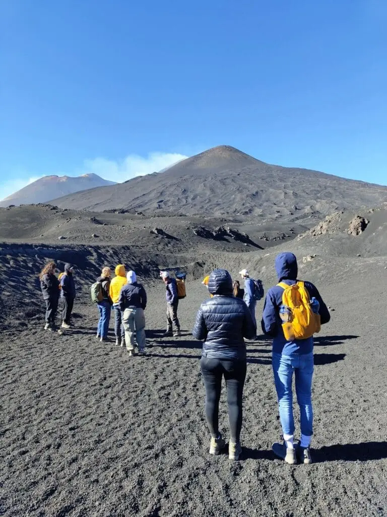 Autumn scenic views on Mount Etna with golden foliage