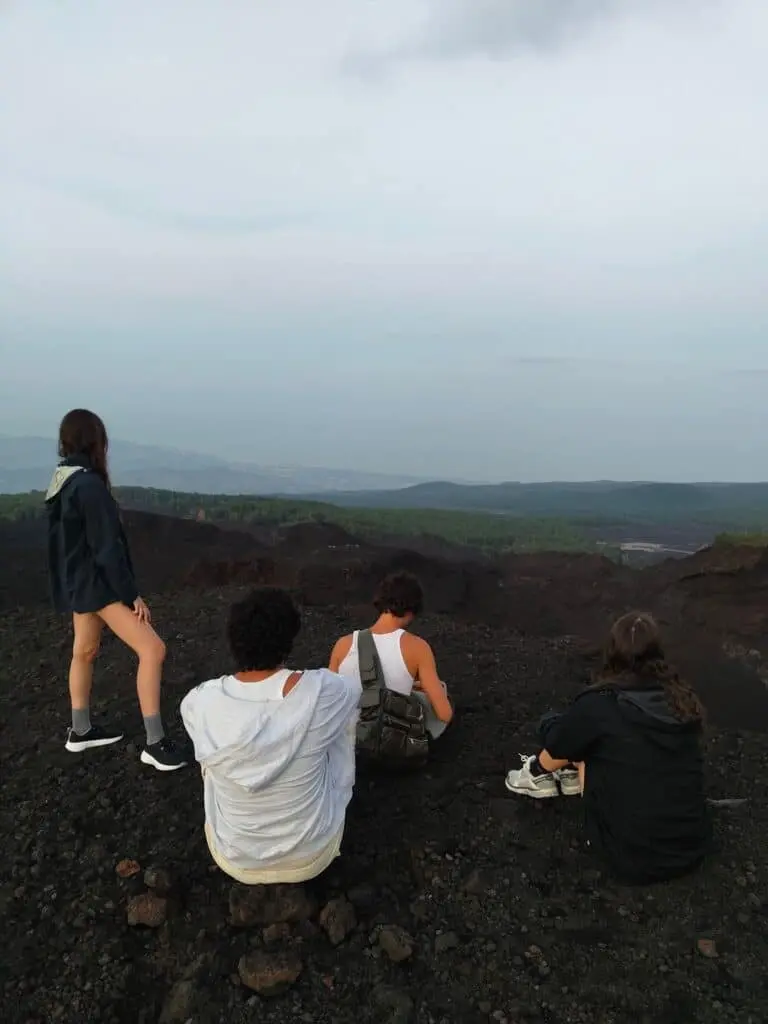 Summer tourism on Mount Etna with clear skies