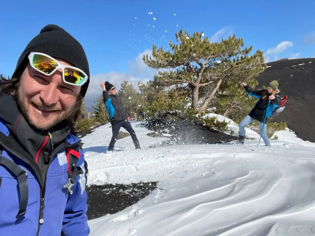 Winter snow adventures on Mount Etna