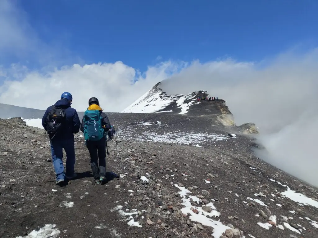 Snow-covered Silvestri Craters on Mount Etna in winter